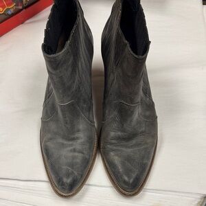 Women's Dark Grey Leather Ankle Boots